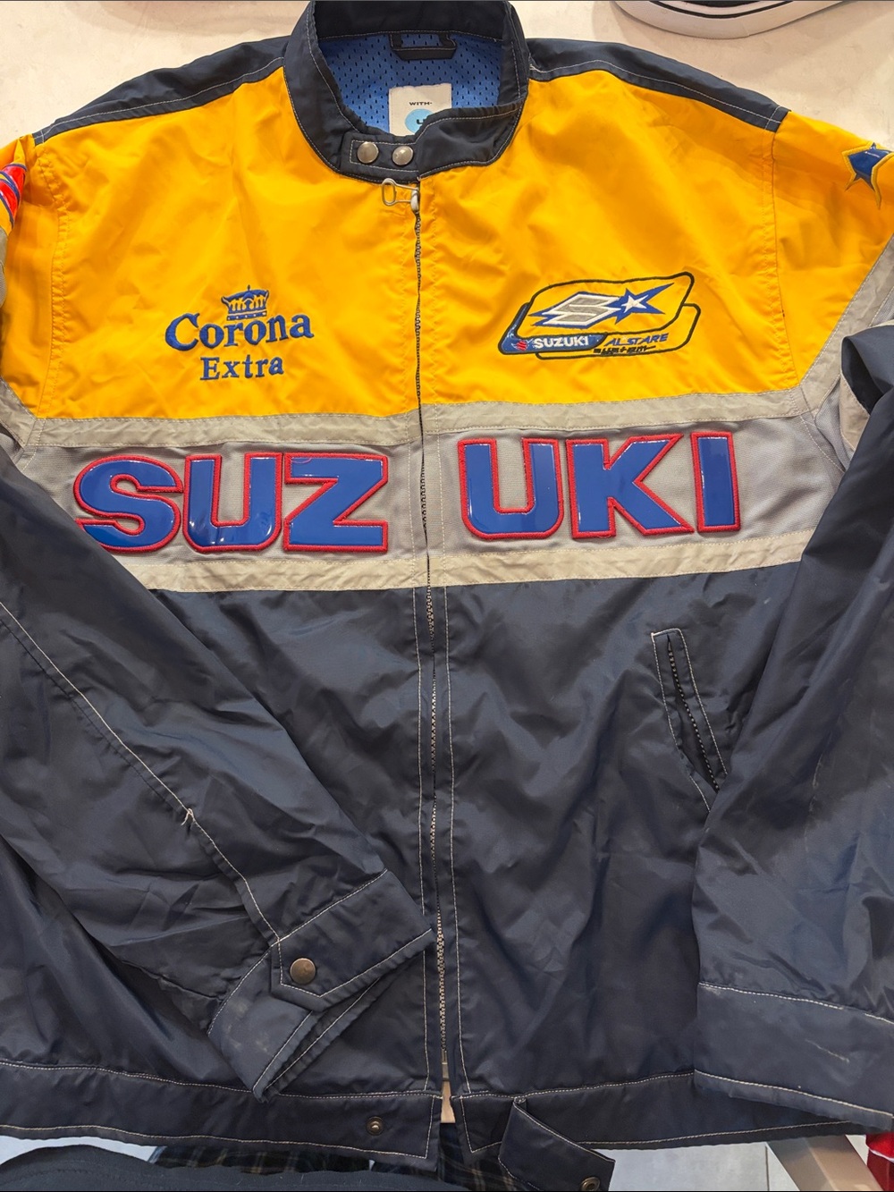 Suzuki Men's Yellow & Navy Racing Windbreaker Jacket